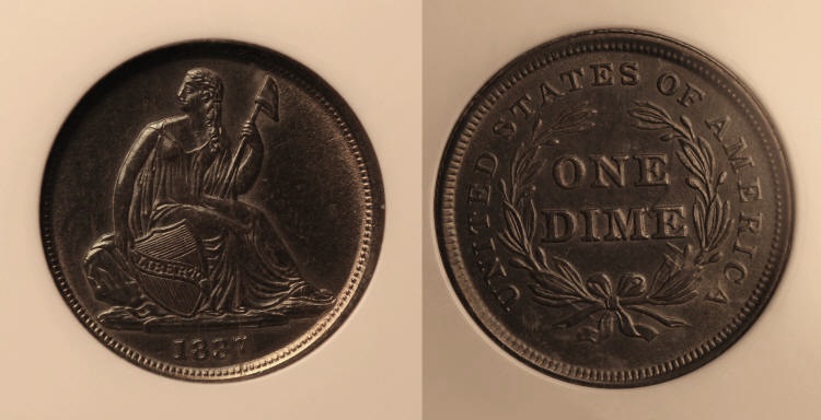 1837 No Stars Seated Liberty Dime PCI MS-64 camera small