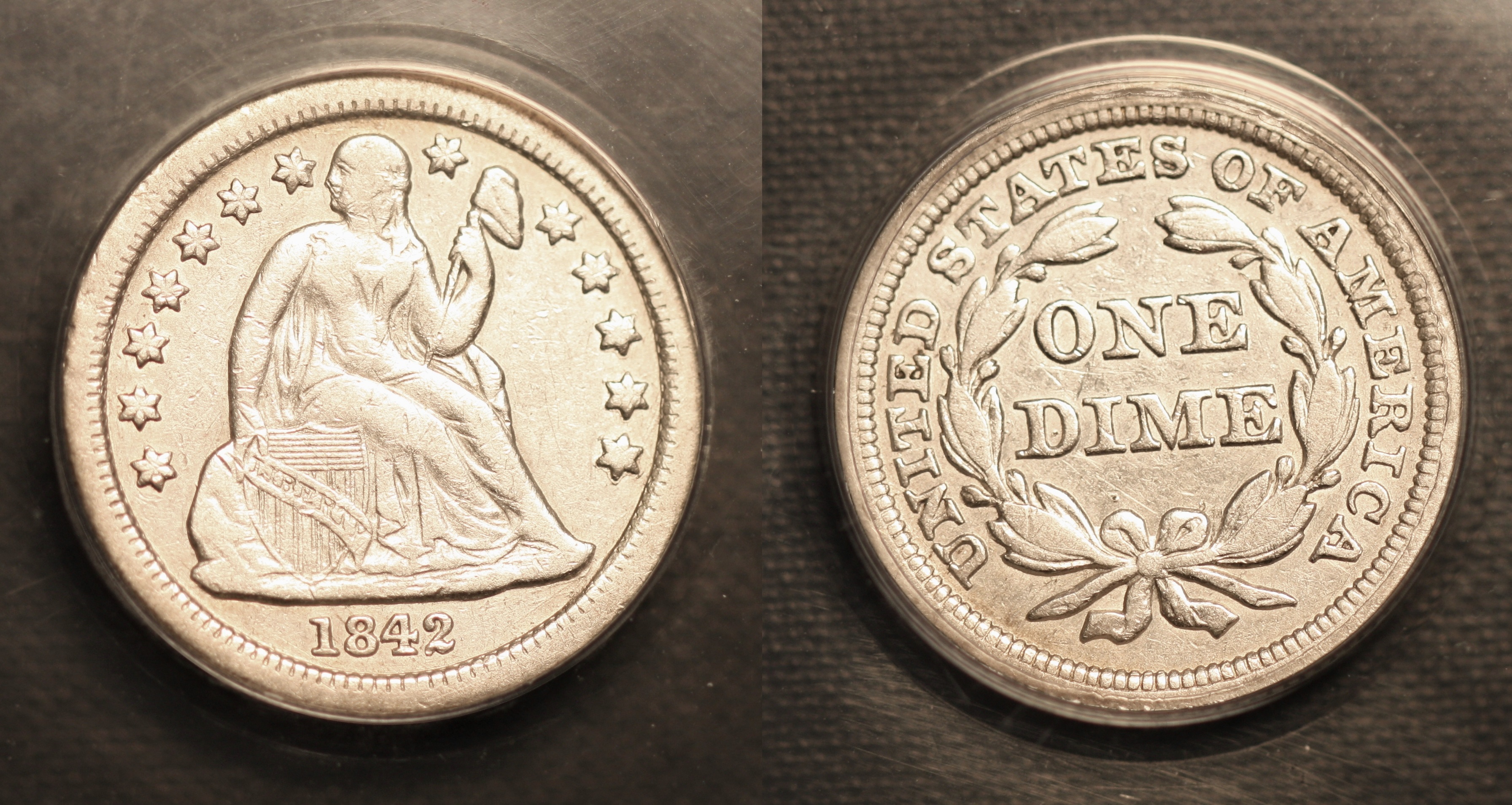 1842 Seated Liberty Dime ANACS VF-30 camera