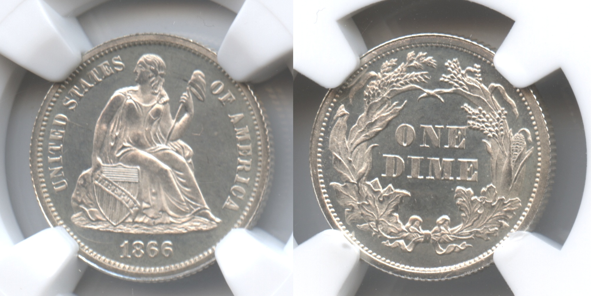 1866 Seated Liberty Dime NGC Proof-65 Cameo