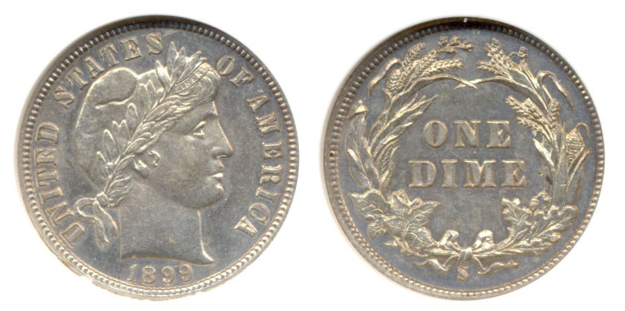 1899-S Barber Dime ANACS MS-60
