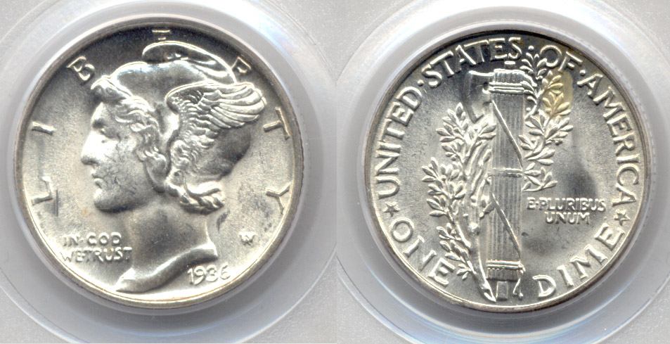 1936 Mercury Dime PCGS MS-66
