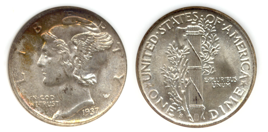 1937-S Mercury Dime NGC MS-65