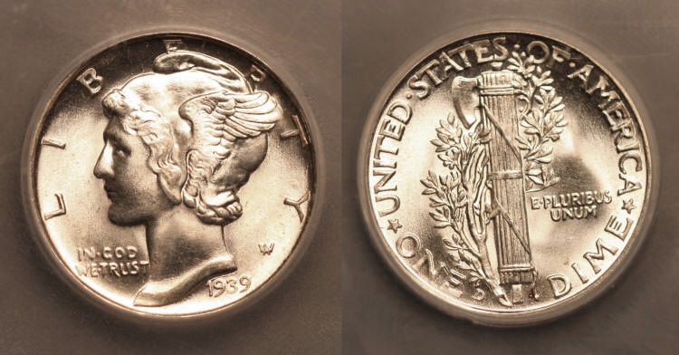 1939-D Mercury Dime ICG MS-67 camera small