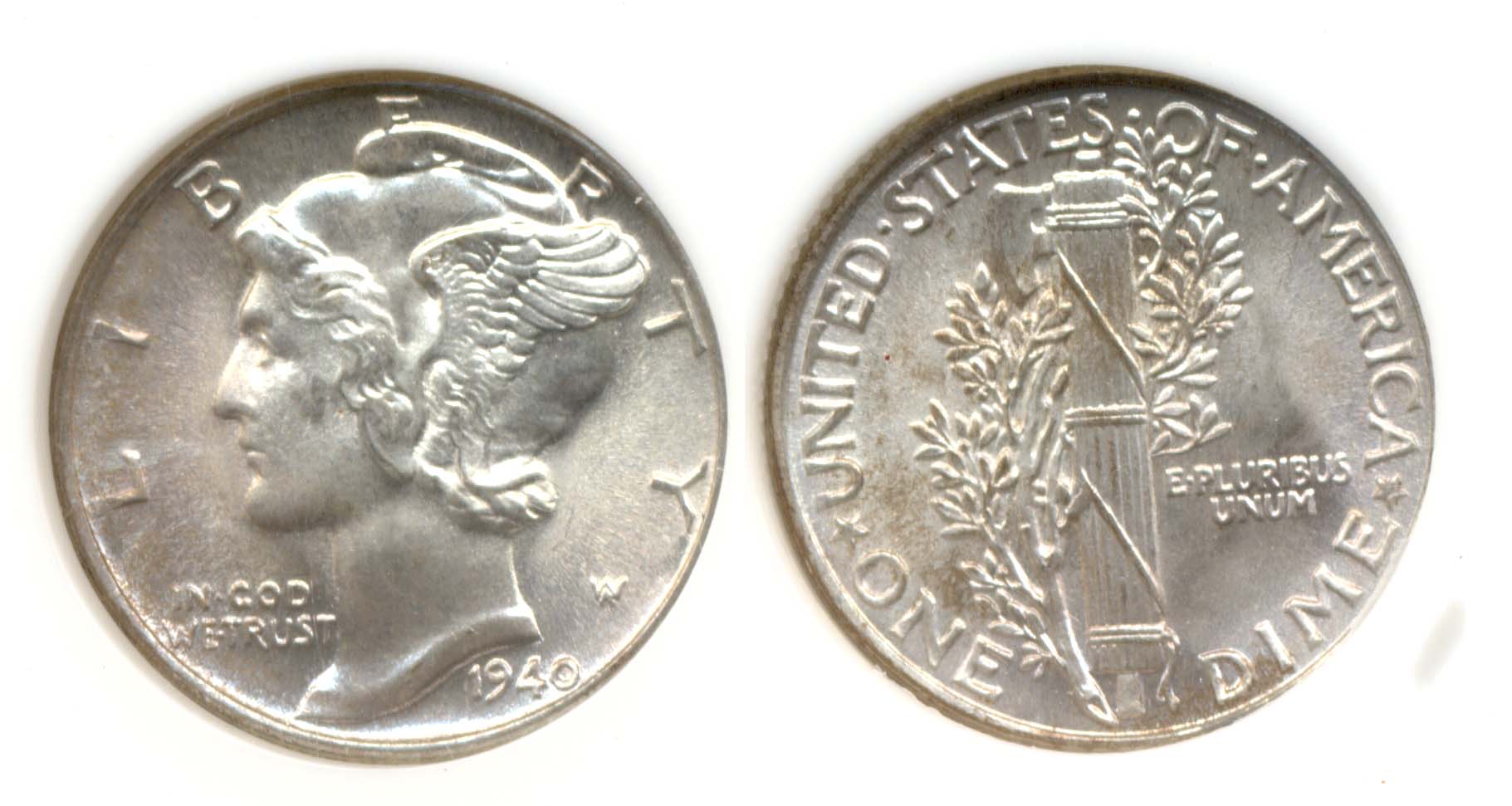 1940 Mercury Dime in MS-65 FB