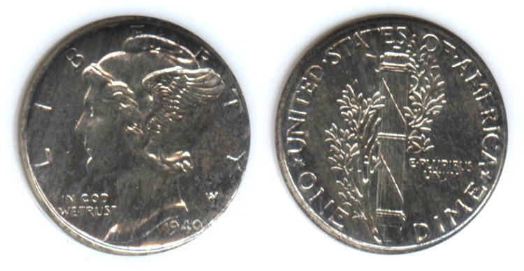 1940 Mercury Dime NGC Proof-65 CAC small
