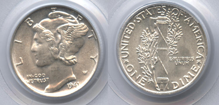 1941 Mercury Dime PCGS MS-65 small