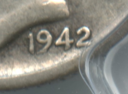 1942-D 2 over 1 Mercury Dime PCGS VF-20 close up