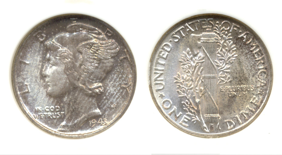 1943 Mercury Dime NGC MS-67