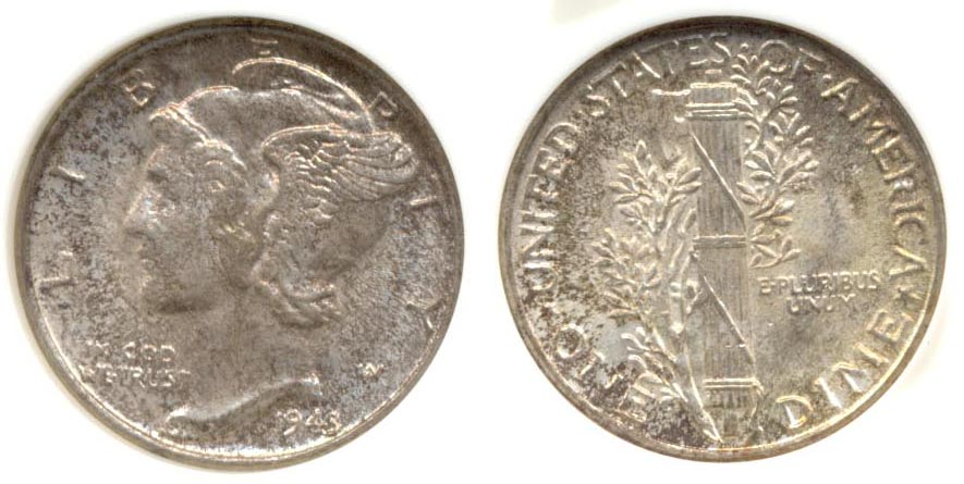1943 Mercury Dime NGC MS-67 a