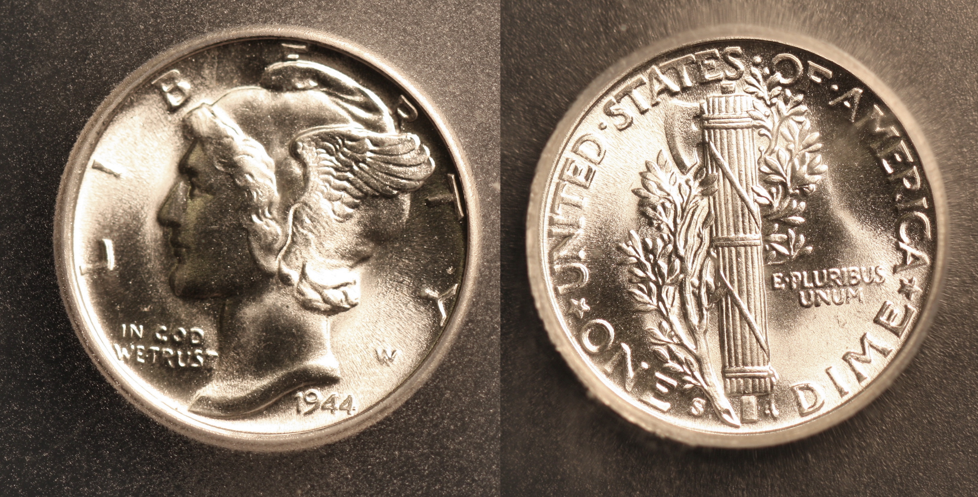 1944-S Mercury Dime ICG MS-66 Full Bands camera