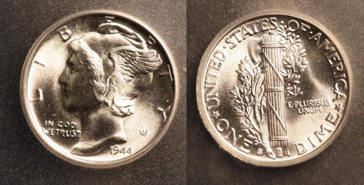 1944-S Mercury Dime ICG MS-66 Full Bands camera small