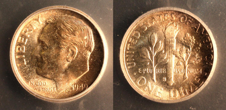 1949-S Roosevelt Dime ICG MS-67 camera small