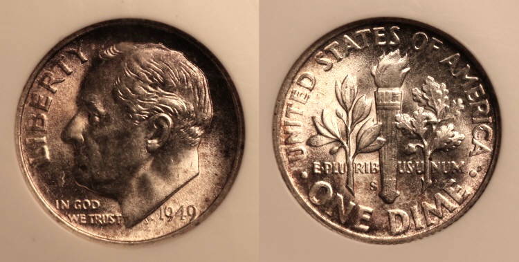 1949-S Roosevelt Dime NGC MS-66 camera small