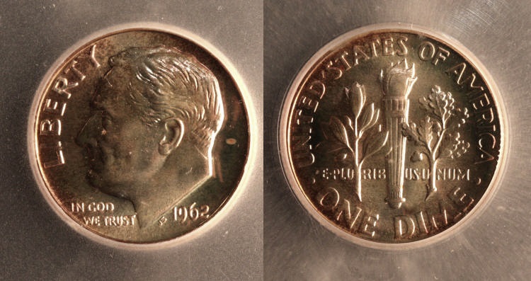 1962 Roosevelt Dime ICG Proof-69 camera small