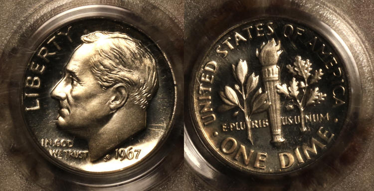 1967 Roosevelt Dime PCGS SMS-67 #a camera small
