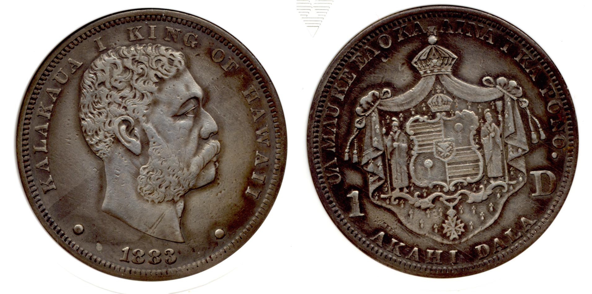 1883 Hawaii Silver Dollar ANACS AU-50 net EF-40