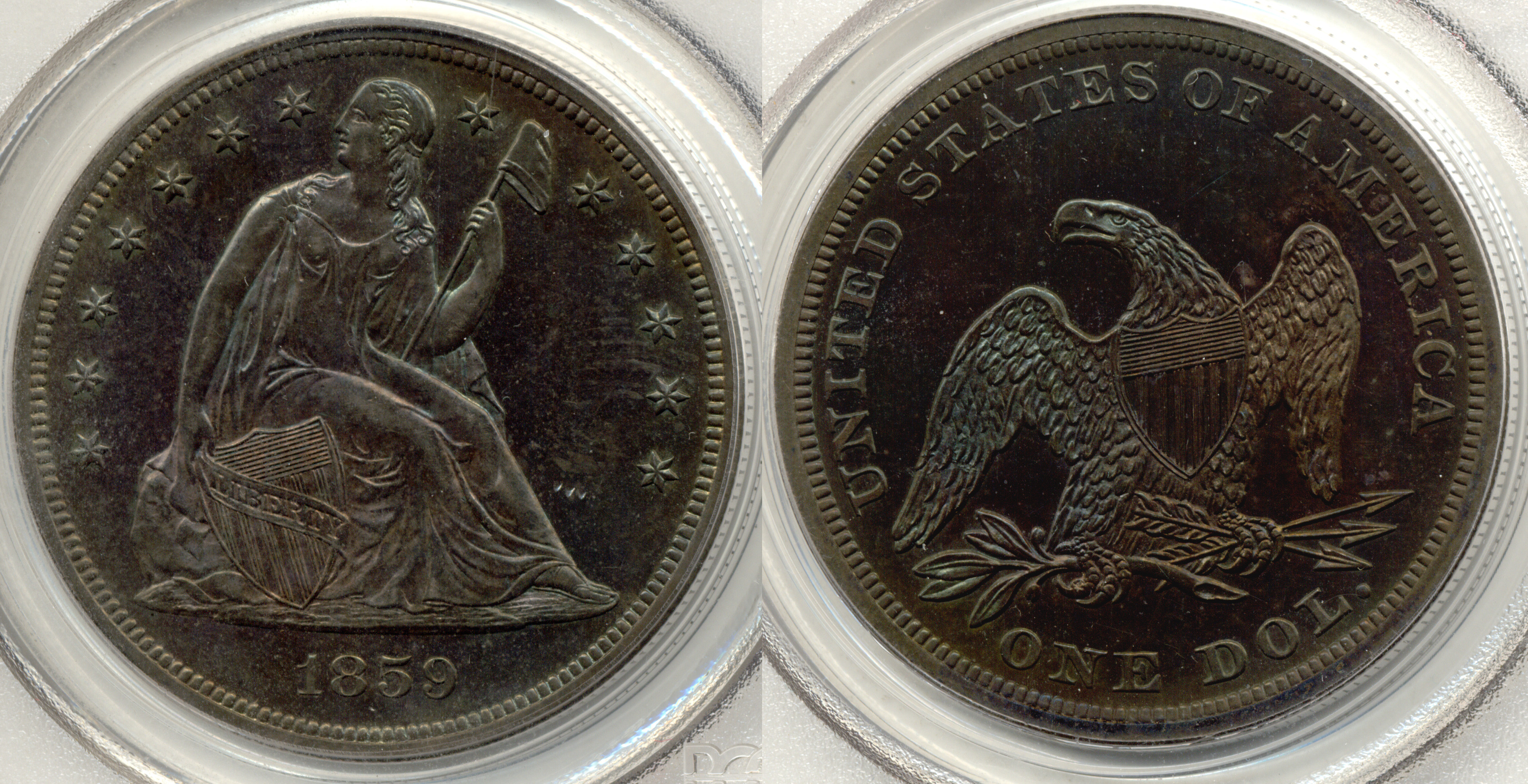 1859 Seated Liberty Silver Dollar PCGS Proof-64