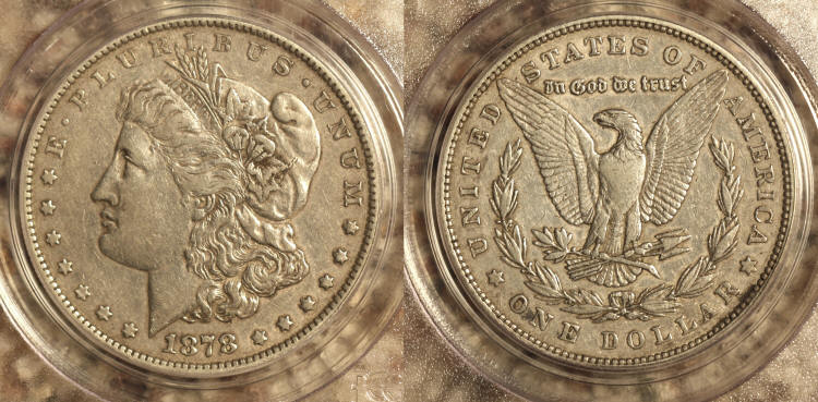 1878 7 Tailfeathers Reverse of 79 Morgan Silver Dollar PCGS VF-30 VAM 223 Washed Out L camera small