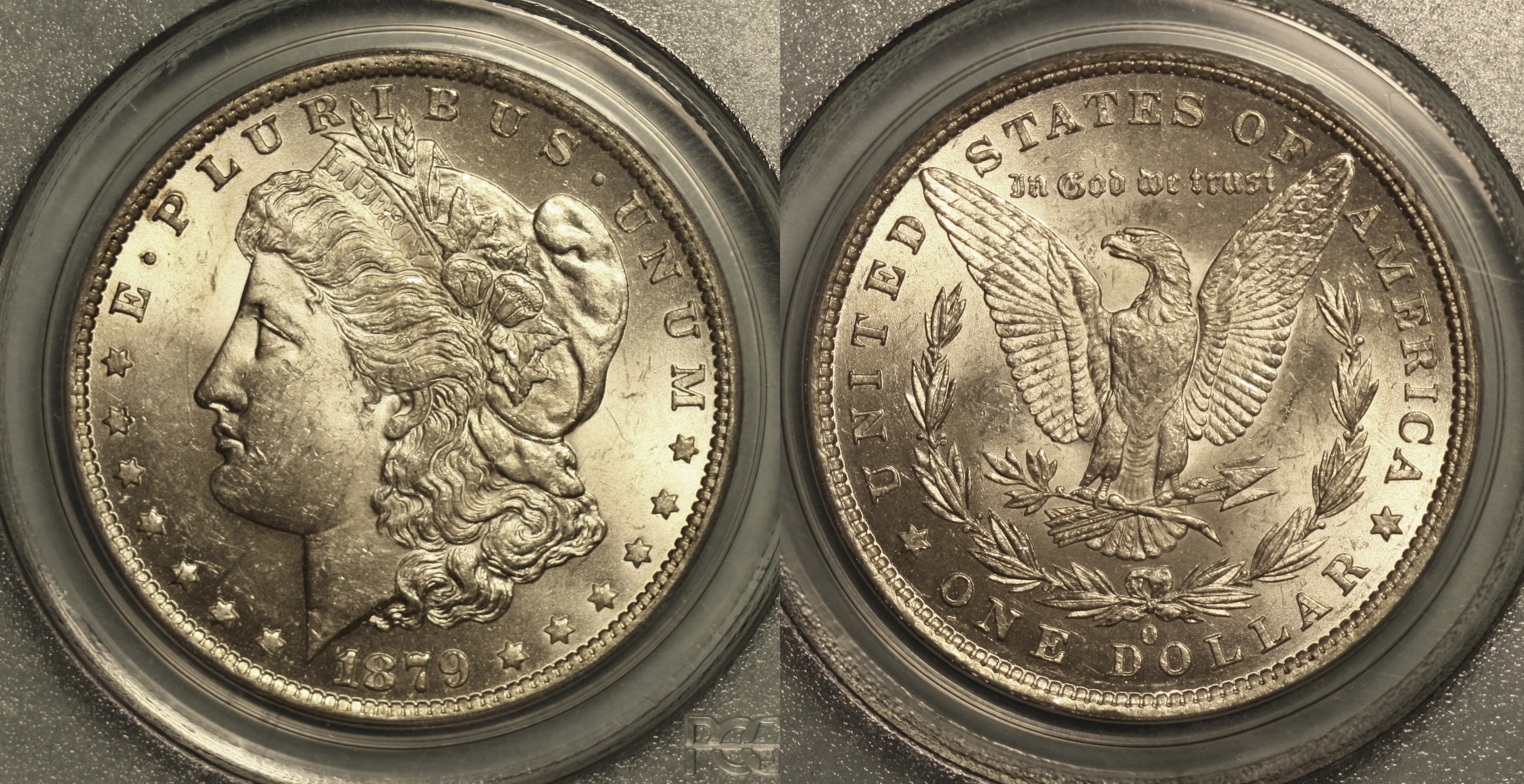 1879-O Morgan Silver Dollar PCGS AU-58 camera