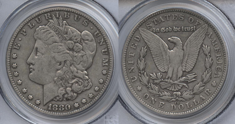 1880-CC Morgan Silver Dollar PCGS VF-30 small