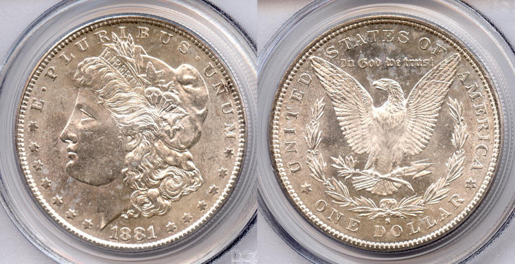 1881-S Morgan Silver Dollar PCGS MS-63 small