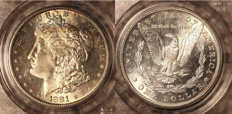 1881-S Morgan Silver Dollar PCGS MS-64 #d camera small