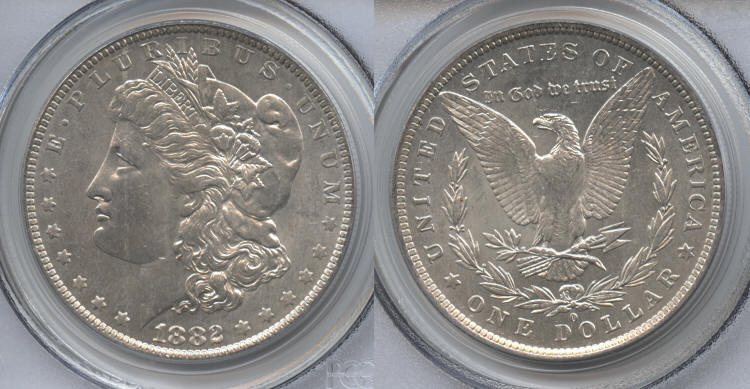1882-O Morgan Silver Dollar PCGS MS-63 small