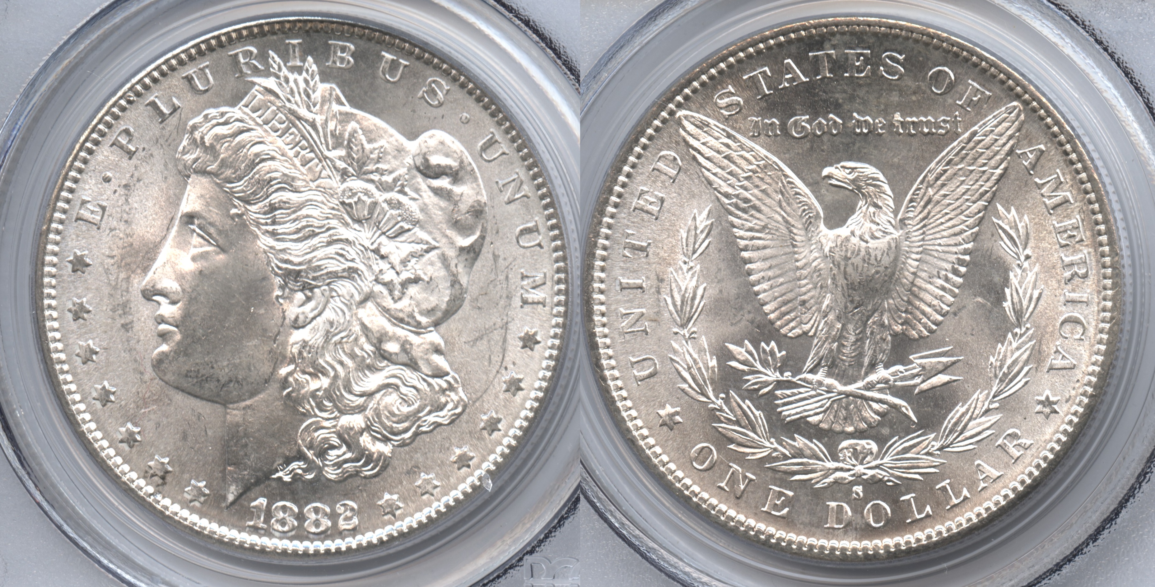 1882-S Morgan Silver Dollar PCGS MS-64 VAM-18 Doubled Date, S Tilted Left