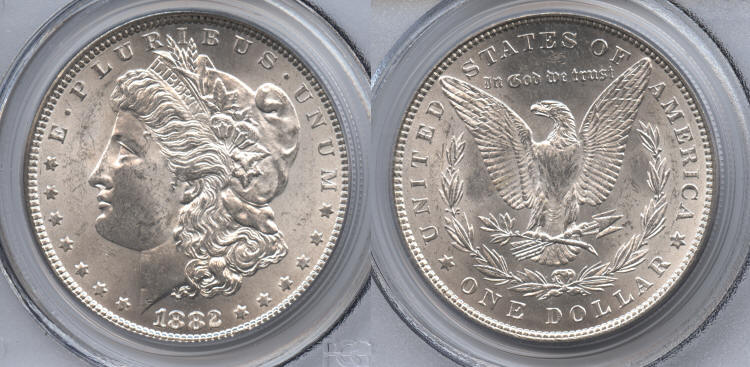 1882 Morgan Silver Dollar PCGS MS-62 small