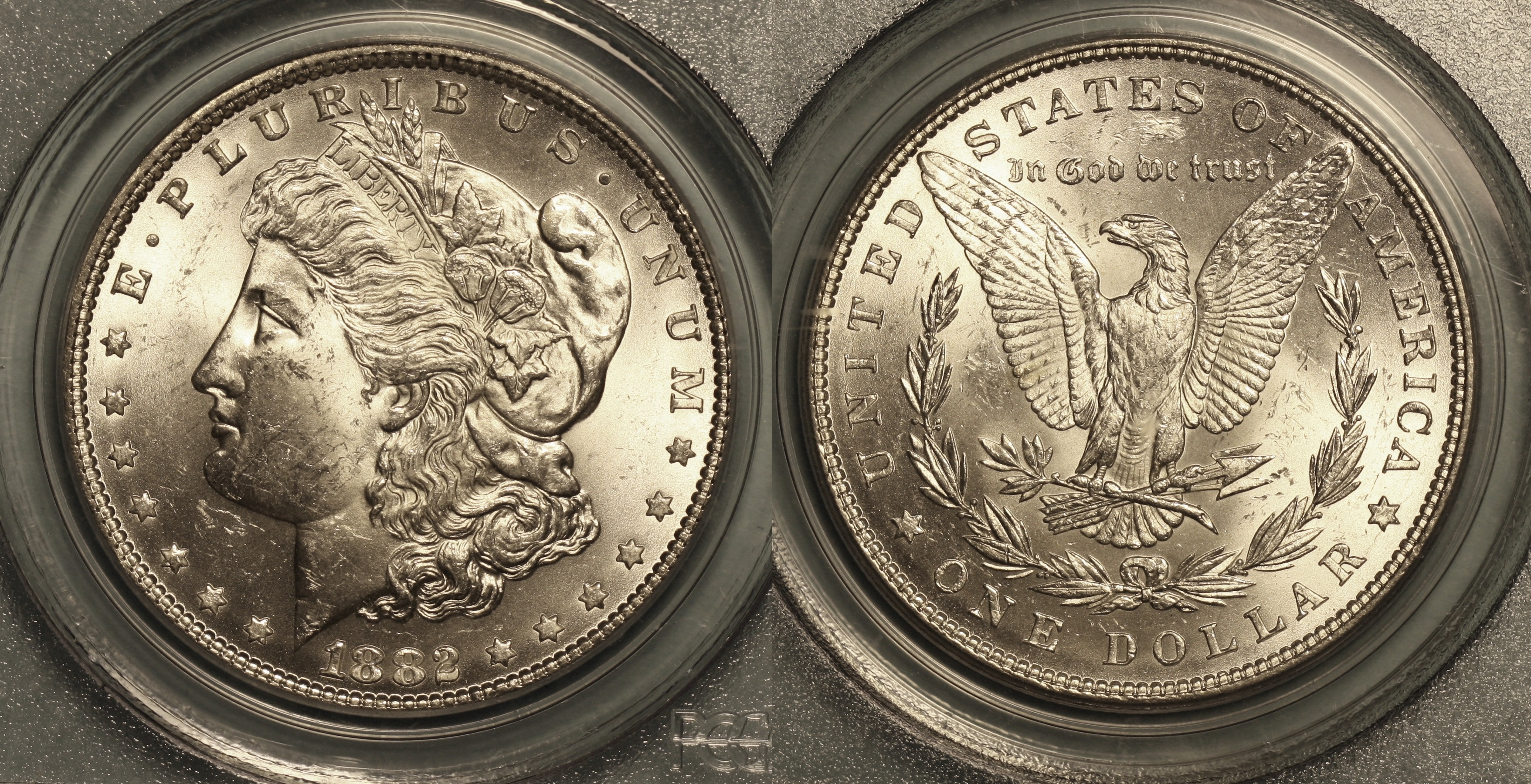 1882 Morgan Silver Dollar PCGS MS-62 camera