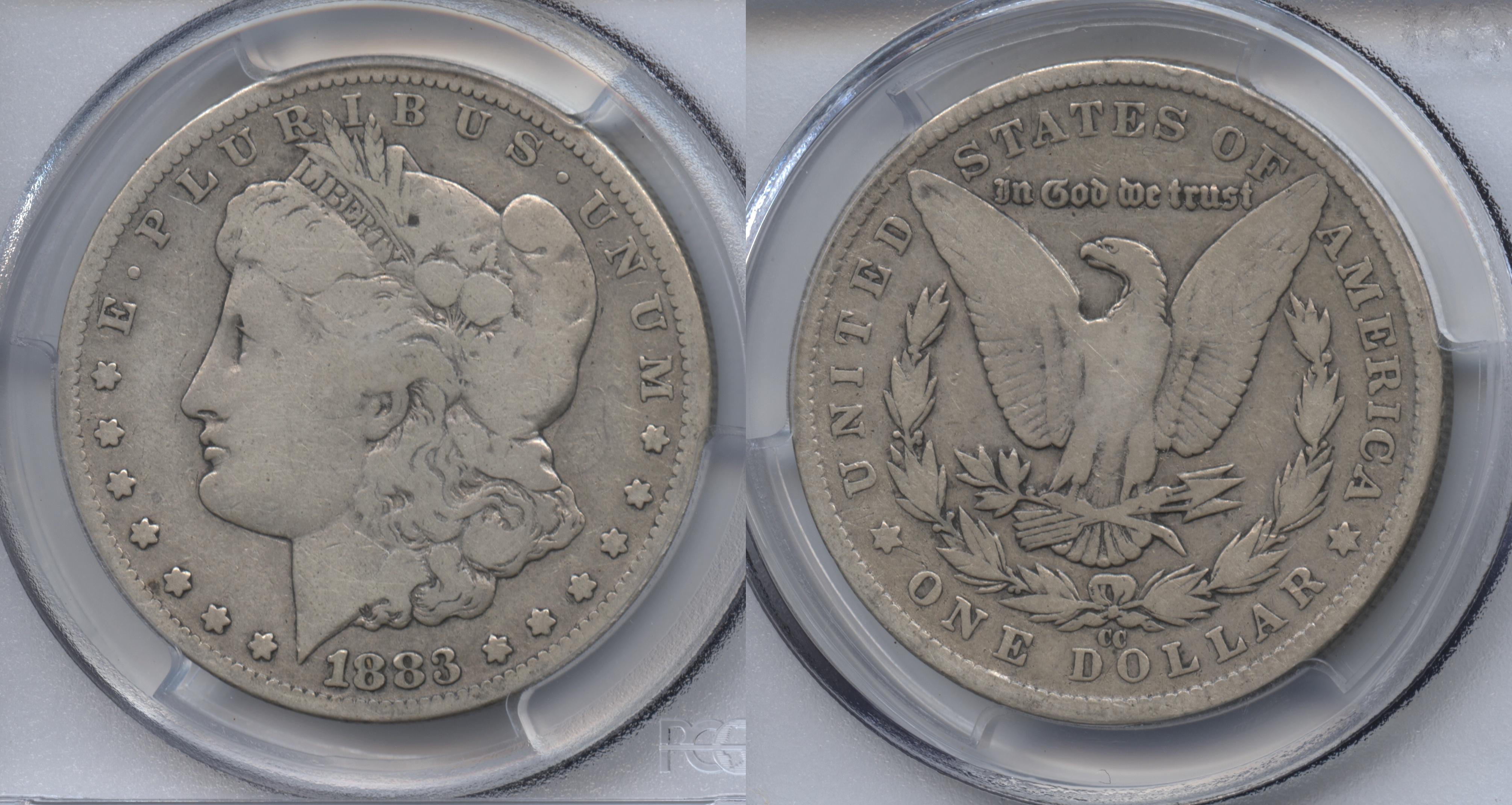 1883-CC Morgan Silver Dollar PCGS VG-8 VAM-2 Slanted CC