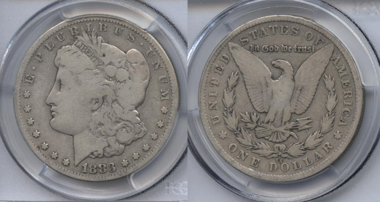 1883-CC Morgan Silver Dollar PCGS VG-8 VAM-2 Slanted CC small