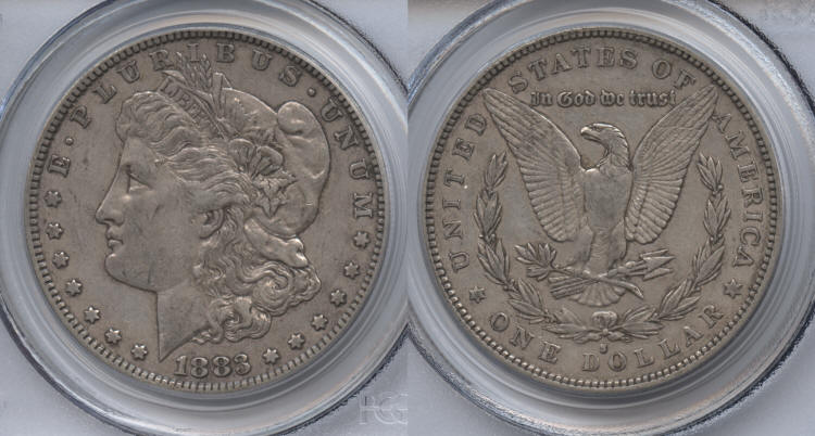 1883-S Morgan Silver Dollar PCGS EF-45 VAM-6 Doubled 18-3 small