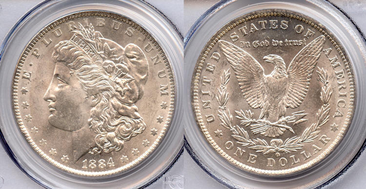 1884-O Morgan Silver Dollar PCGS MS-63 #a small
