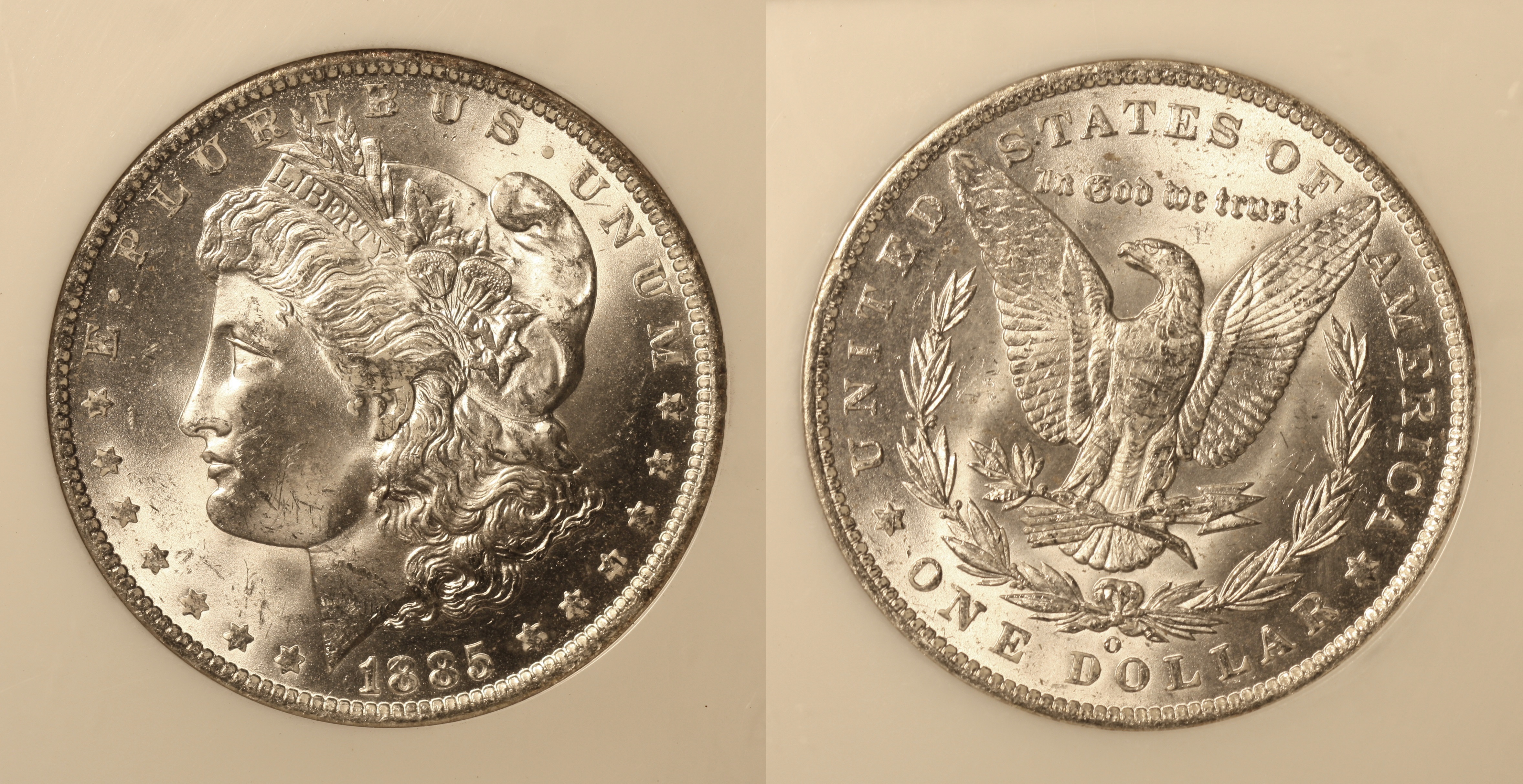 1885-O Morgan Silver Dollar NGC MS-64 camera
