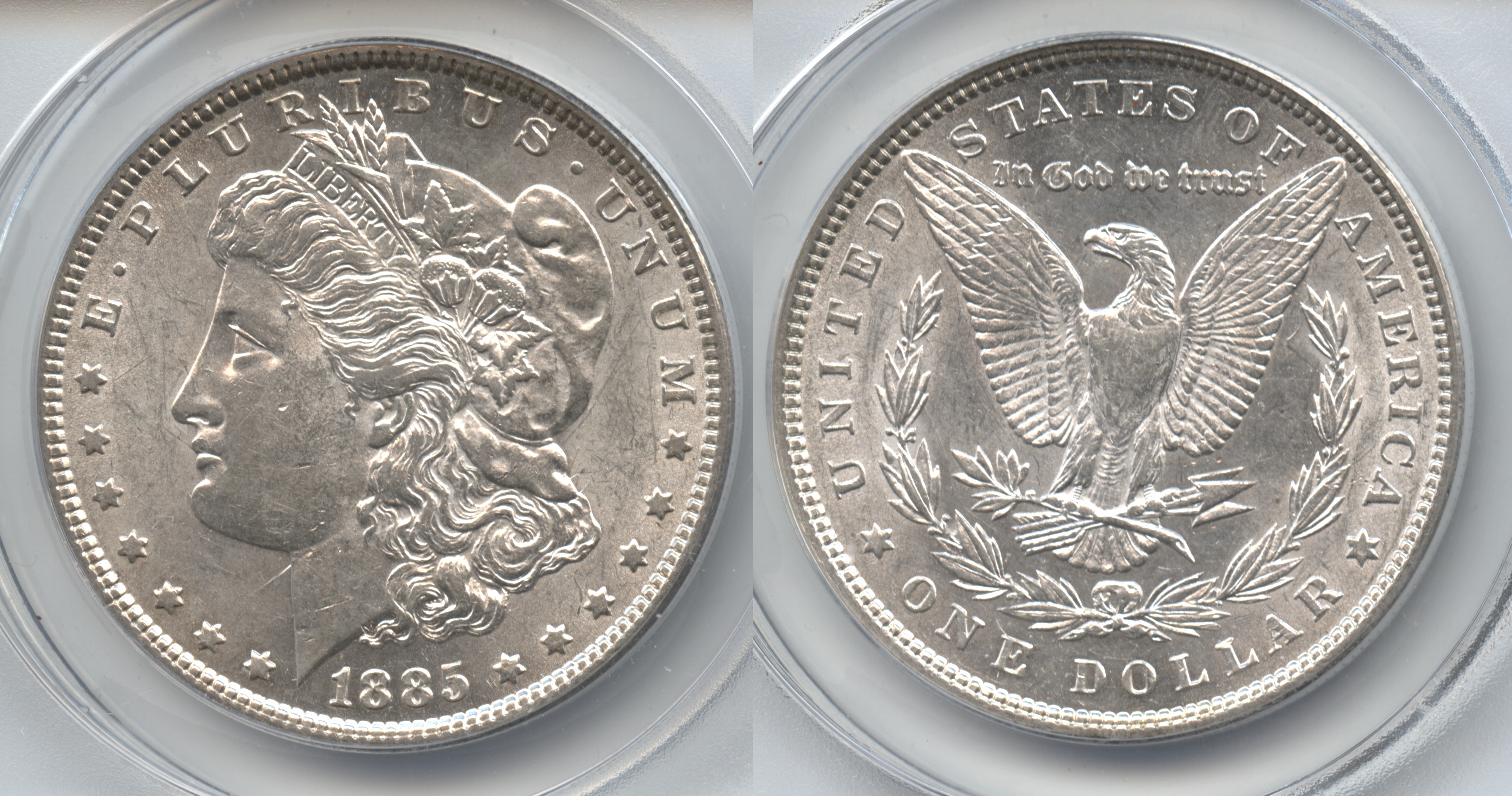 1885 Morgan Silver Dollar ANACS AU-55 VAM-4A Clashed 'IN' Super CD