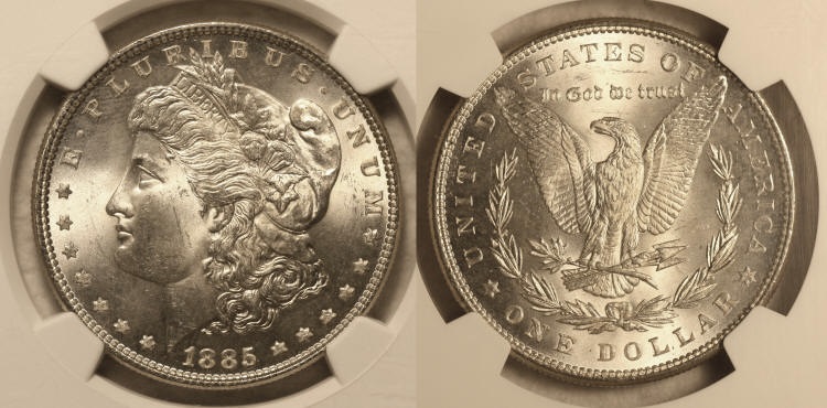 1885 Morgan Silver Dollar NGC MS-64 camera small