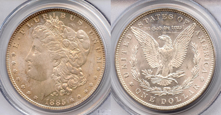 1885 Morgan Silver Dollar PCGS MS-64 small