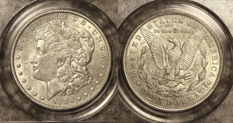 1886-O Morgan Silver Dollar PCGS AU-53 camera small