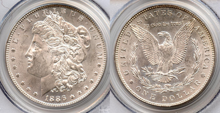 1886 Morgan Silver Dollar PCGS MS-63 #a small