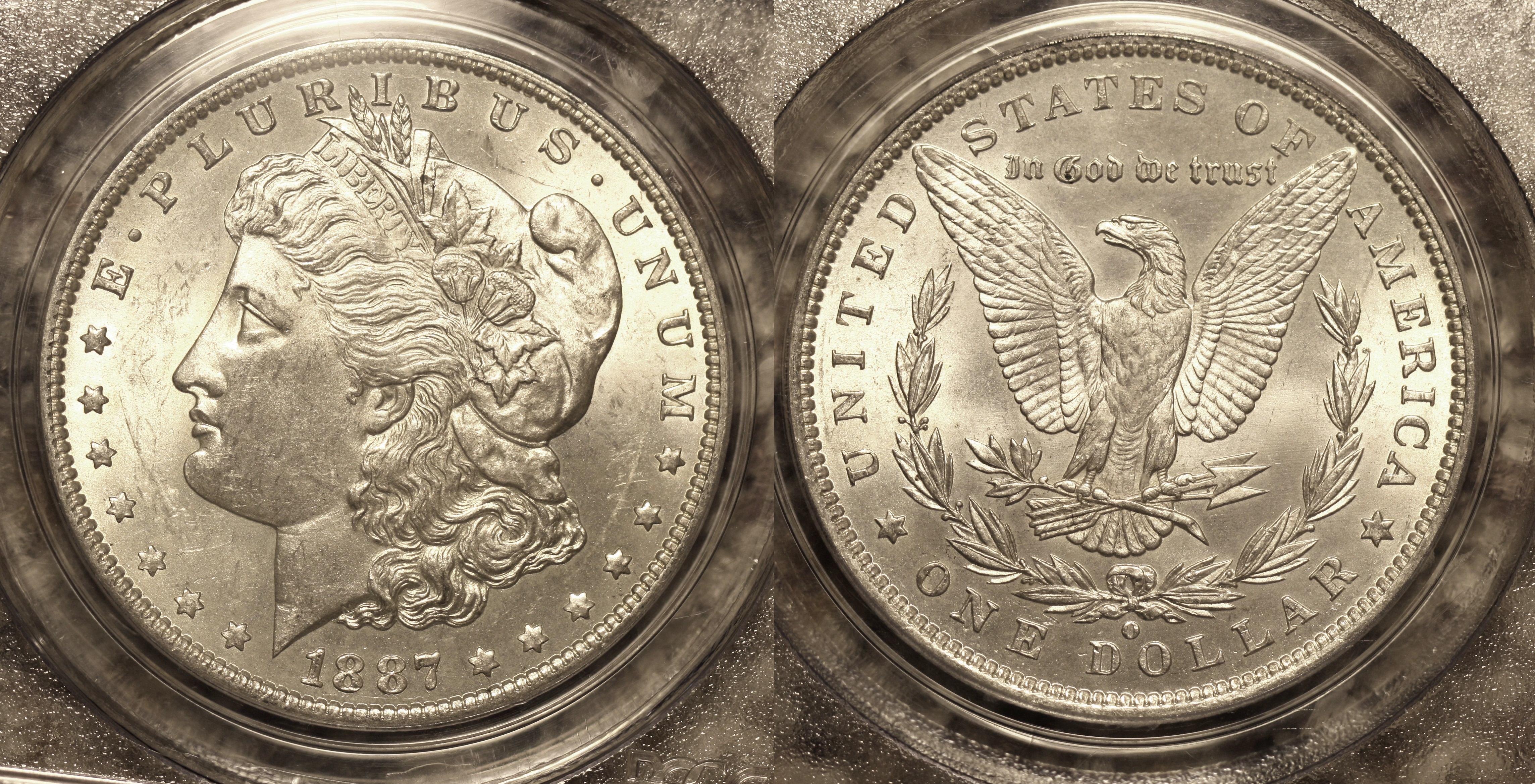 1887-O Morgan Silver Dollar PCGS MS-63 camera