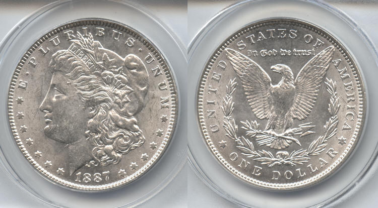 1887 Morgan Silver Dollar ANACS MS-62 VAM-3A Clashed 'ST' Super CD small