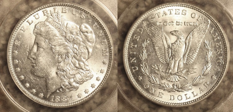 1887 Morgan Silver Dollar ANACS MS-62 VAM-3A Clashed 'ST' Super CD camera small