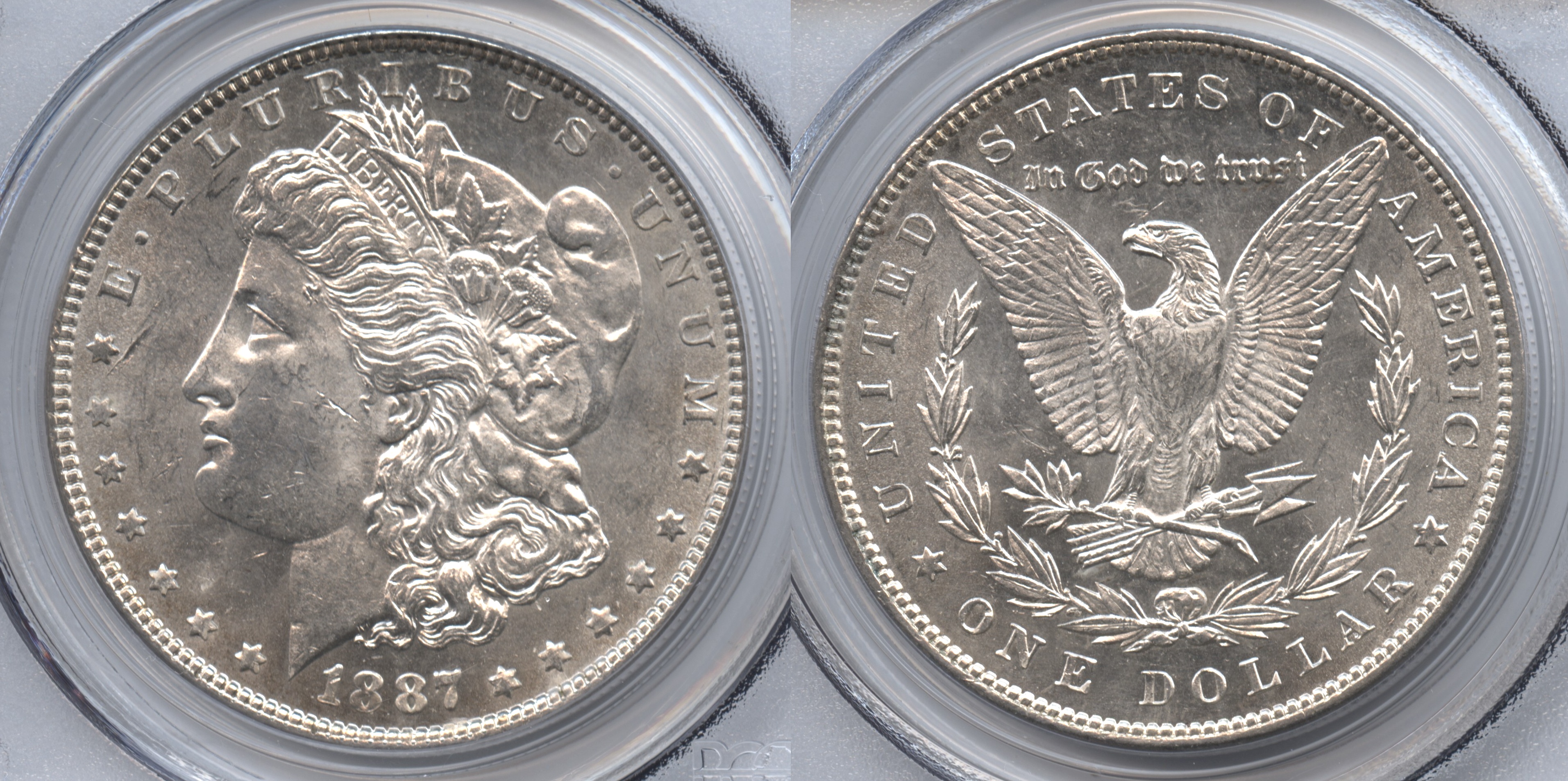 1887 Morgan Silver Dollar PCGS MS-63 #a VAM-13, Doubled Stars, 7 in Denticles, Doubled Die Reverse