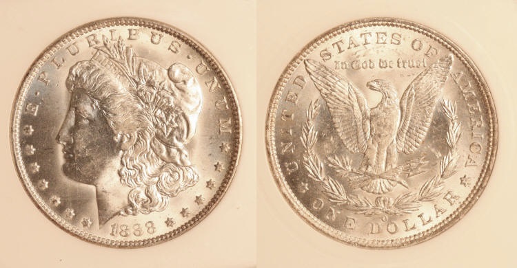 1888-O Morgan Silver Dollar PCI MS-65 camera small