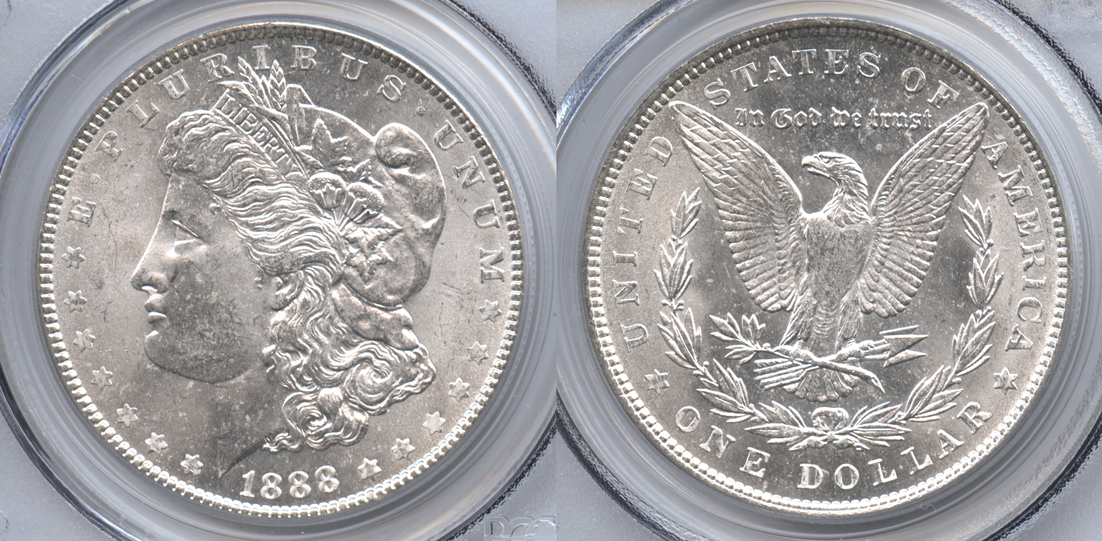 1888 Morgan Silver Dollar PCGS MS-63 VAM-10, Slanted Date