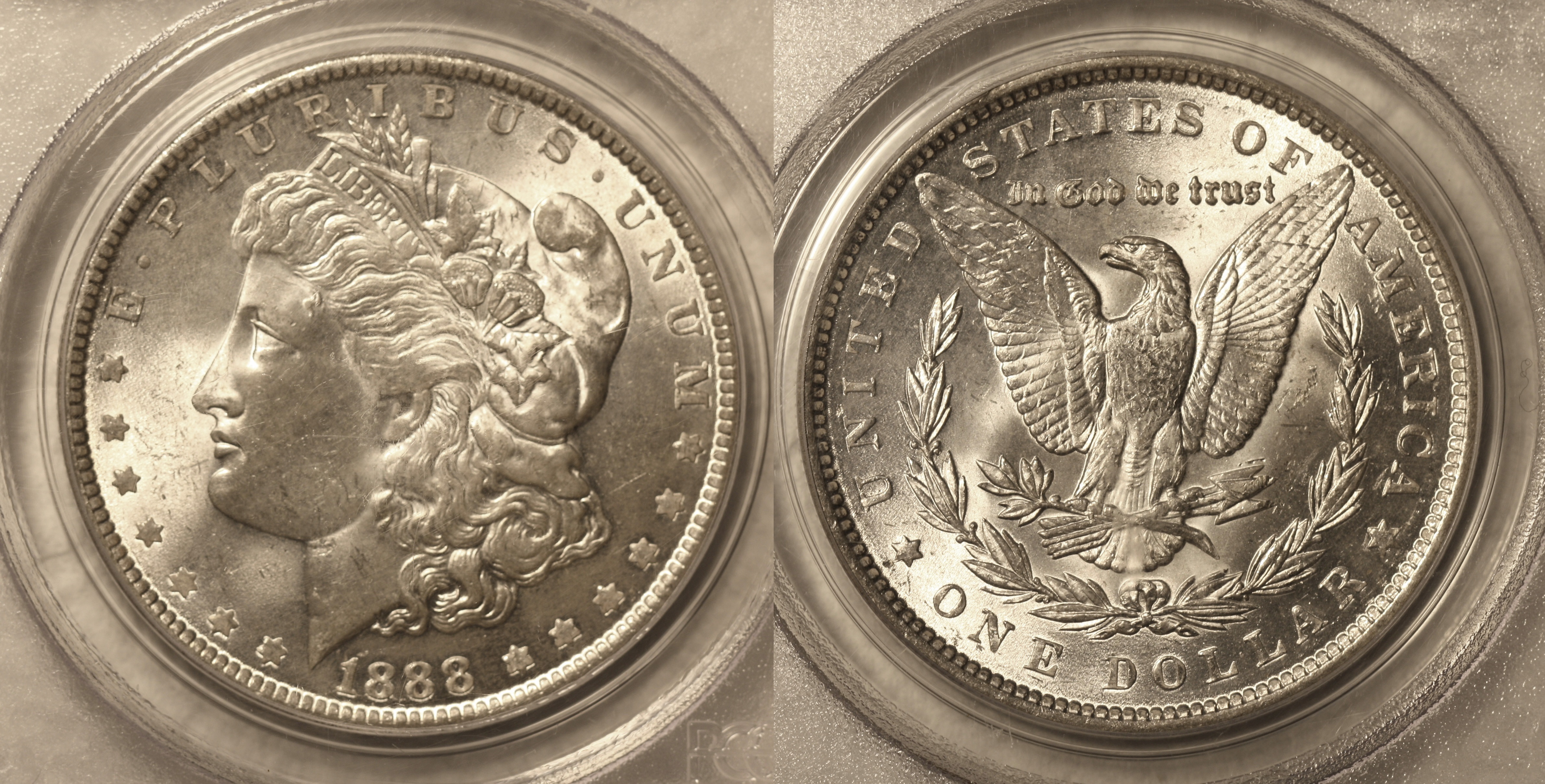 1888 Morgan Silver Dollar PCGS MS-63 #b camera