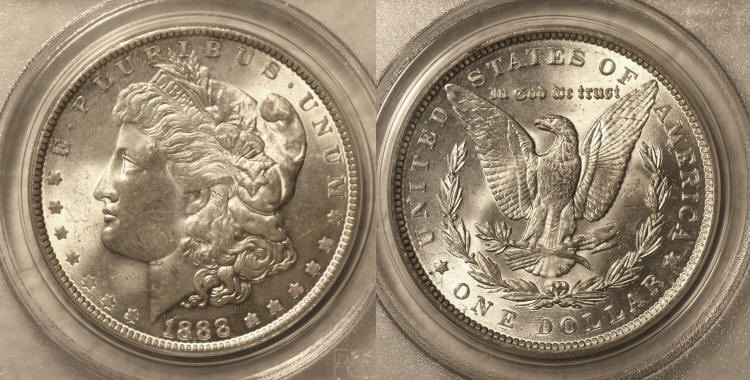 1888 Morgan Silver Dollar PCGS MS-63 #b camera small
