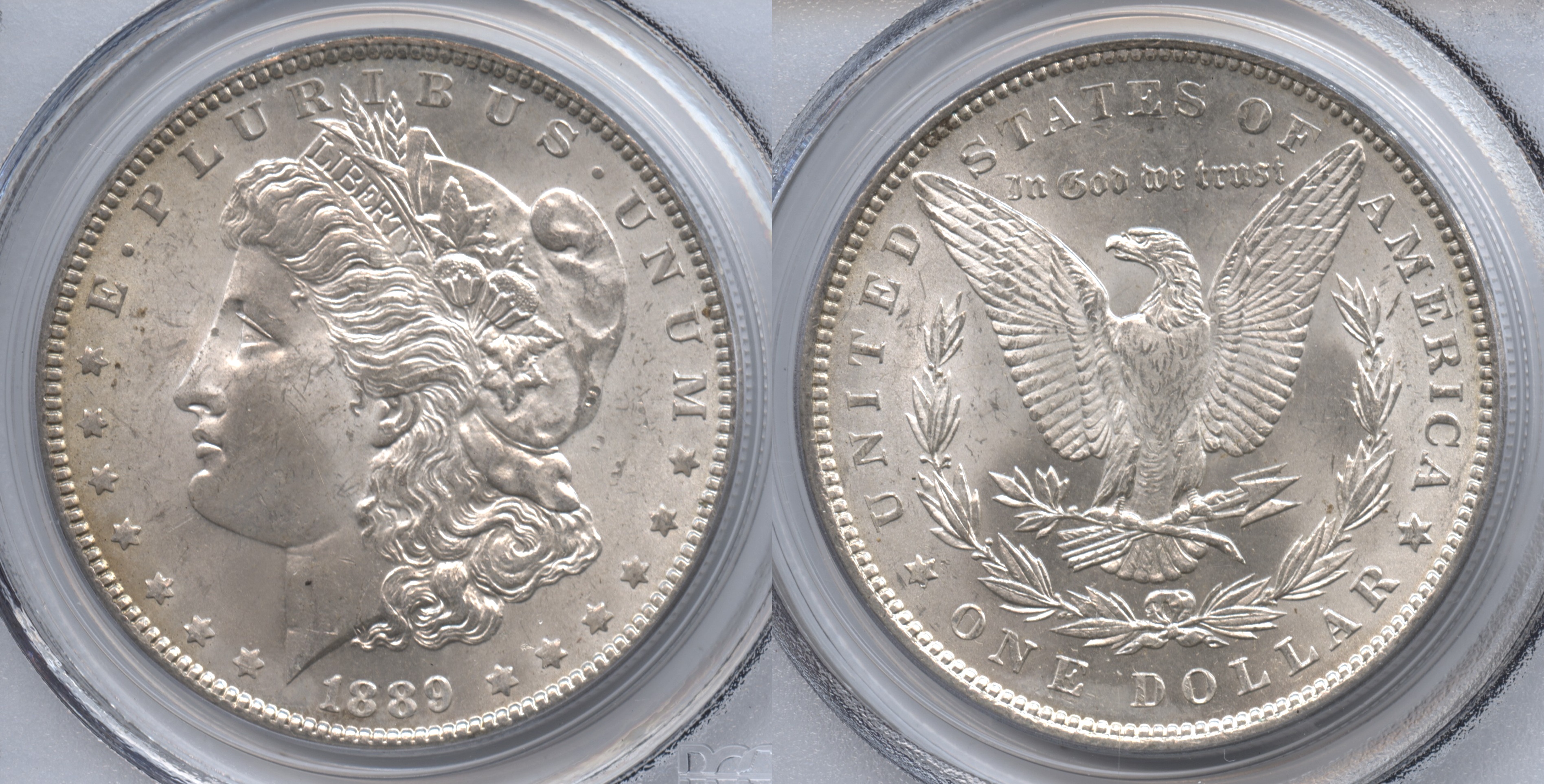 1889 Morgan Silver Dollar PCGS MS-63 VAM-21, Doubled Ear and Lower Cotton Leaves, Far Date