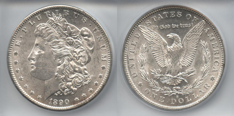 1890-S Morgan Silver Dollar ICG MS-61 small